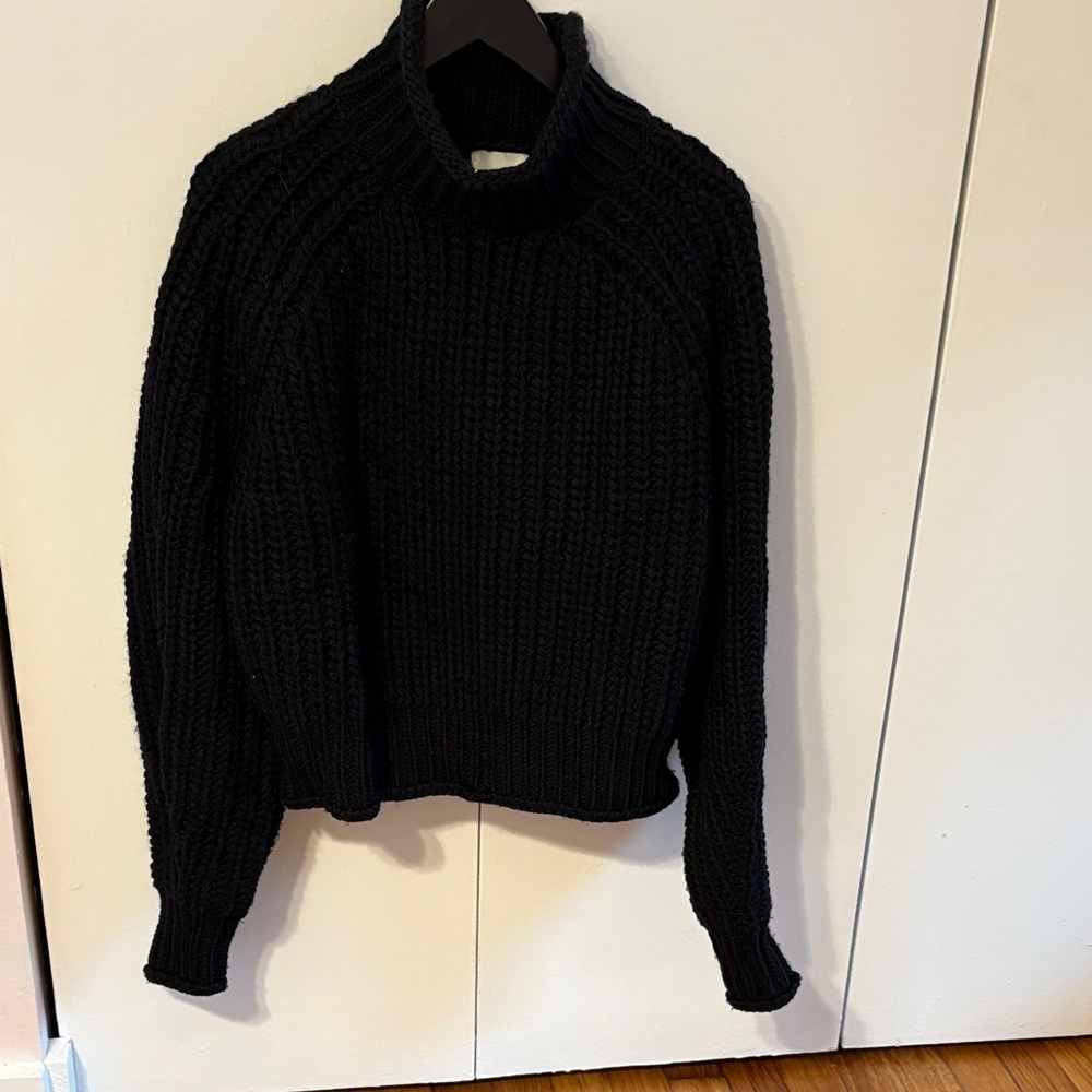 H&M Black Chunky Knit Turtleneck Sweater